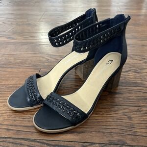 CL by Chinese Laundry Womens Shoes Size 9M Jody Block Heel Sandals Woven Black